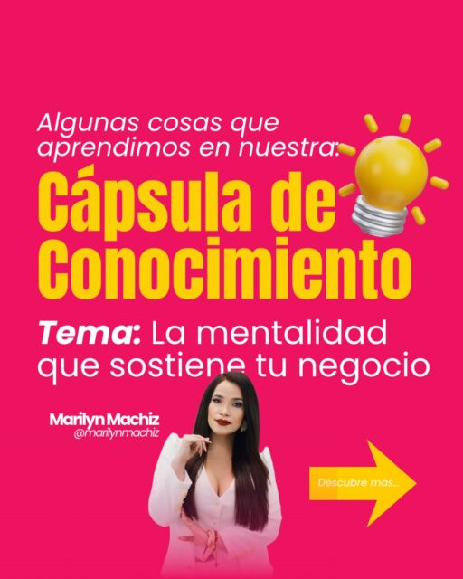 Si te perdiste nuestra cápsula de Conocimiento, aquí te dejamos información importante que nos regaló @marilynmachiz 

Ya tenemos fechas de la próxima 📆
No puedes perdértela, son 2 horas de conocimiento que inviertes en ti 

Comenta “Conocimiento” y te enviamos la fecha 👀