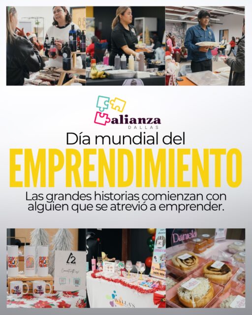 Detrás de cada producto hay un sueño, y detrás de cada sueño, una persona valiente que decidió dar el primer paso✨

En este Día Mundial del Emprendimiento, celebramos a nuestra comunidad de Alianza Dallas. A los que hornean, a los que diseñan, a los que crean y a los que nunca se rinden. 

Porque como dice nuestro lema: “Las grandes historias comienzan con alguien que se atrevió a emprender”

¡Gracias por ser el motor de nuestra economía y el corazón de nuestra cultura! 🚀🙌
