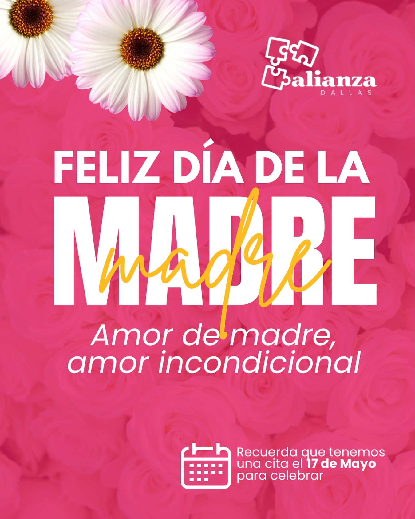 Hay amores que se explican con palabras y otros que se demuestran con la vida entera. ✨

Ser madre es la forma más valiente de existir. Es entregar el corazón a otro cuerpo y descubrir que el amor incondicional no es una frase hecha, es una realidad que nos sostiene a todos.
Hoy, en Alianza Dallas, queremos honrar a esas mujeres que con su fuerza silenciosa y su ternura inquebrantable, construyen hogares y sueños todos los días.
Gracias por ser refugio, por ser guía y por enseñarnos que el amor es el motor más poderoso del mundo. ¡Feliz Día de la Madre! ❤️🌹