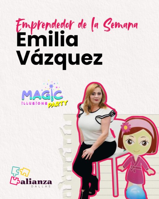 ¡Nueva semana, nueva historia que nos inspira! ✨

Hoy en Emprendedor de la Semana, queremos reconocer la creatividad, pasión y dedicación de Emilia Vázquez, la mente brillante y el alma detrás de @magicillusionsparty 🎉

Conoce un poco más sobre su historia:

📍 De: Venezuela 🇻🇪 
🎉 Emprendimiento: Magic Illusions Party
💡 Su visión: Transformar las celebraciones infantiles en momentos mágicos e inolvidables, combinando el juego, la imaginación y el aprendizaje con una propuesta única que va desde fiestas spa exclusivas hasta actividades creativas para niños.
Para Emilia, el éxito está ligado al amor, compromiso y entrega en cada detalle. ❤️✨

¡Apoyemos lo nuestro! Déjale un mensaje de admiración en los comentarios y cuéntanos qué es lo que más te gusta de su trabajo. 👇💬